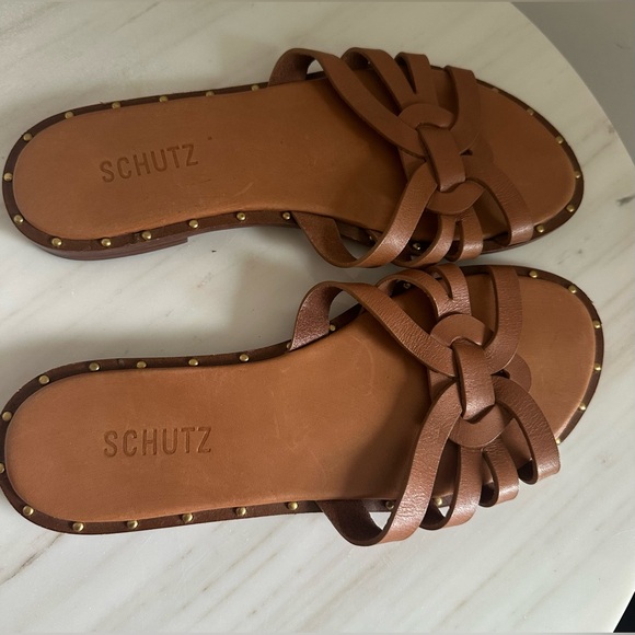 Schutz Women's Brown Leather Phoenix Sandal Size 8.5 - Picture 8 of 15